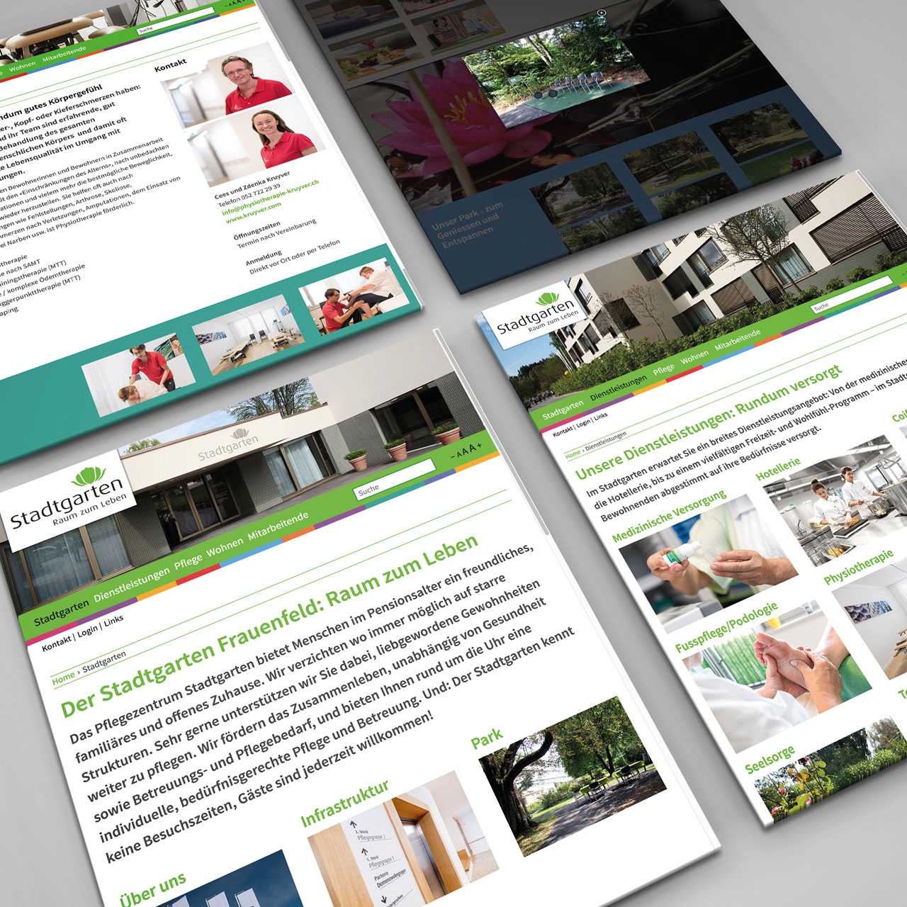 Pflegezentrum Stadtgarten: Corporate Design, Redesign Website